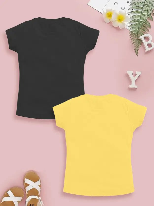 Positive Vibes Combo – Black & Yellow Girls’ Tees