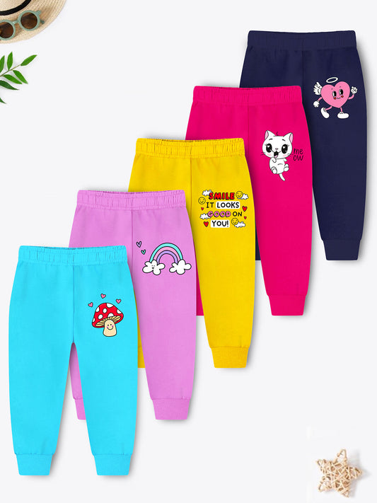 Trampoline Girl's 5-Pack Colorful Printed Cotton Pyjamas