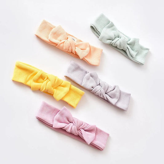 Fruits Multicolor Girls Cotton Headband Pack of 5 – Soft Stretchable Rib-Knit with Decorative Bow