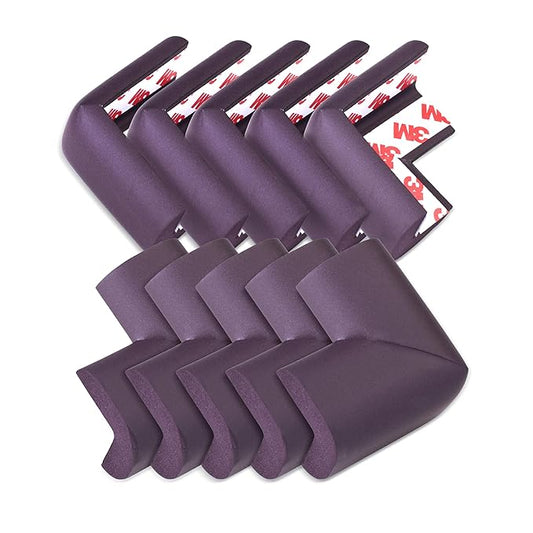 LuvLap Furniture Corner Guard – 10 Pcs, Brown, Pre-Taped 3M Adhesive, Non-Toxic, BPA-Free Foam Edge Protectors for Baby Safety