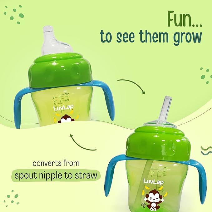 LuvLap Banana Time 150ml Anti-Spill Sippy Cup – Green, 6 Months+