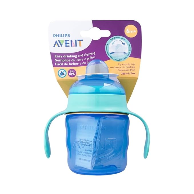 Philips Avent Classic Soft Polypropylene Spout Cup – 200ml | Green/Blue | Easy Grip, Spill-Proof & Perfect Toddler Training Cup