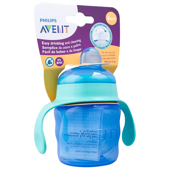 Philips Avent Classic Soft Polypropylene Spout Cup – 200ml | Green/Blue | Easy Grip, Spill-Proof & Perfect Toddler Training Cup