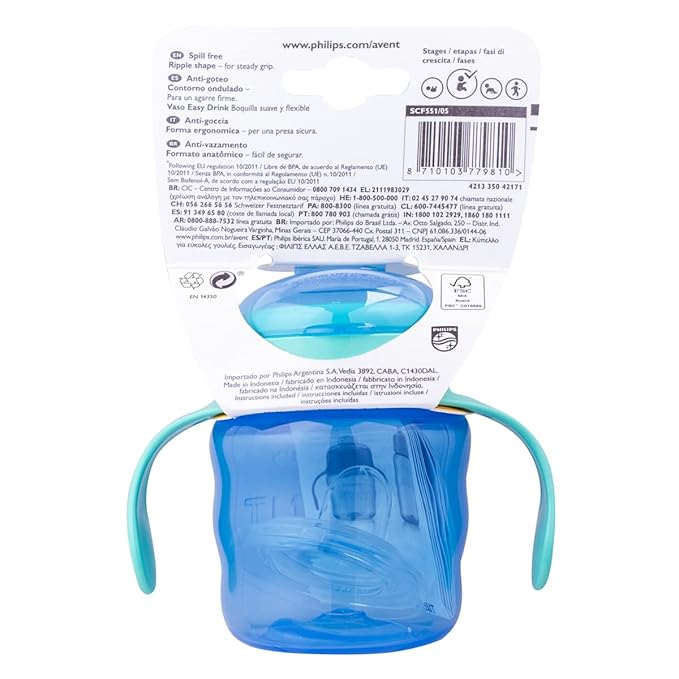 Philips Avent Classic Soft Polypropylene Spout Cup – 200ml | Green/Blue | Easy Grip, Spill-Proof & Perfect Toddler Training Cup