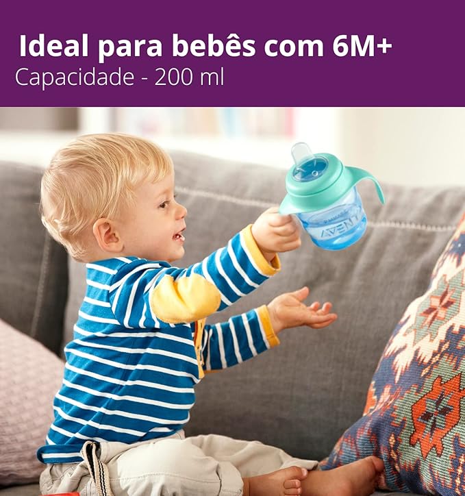Philips Avent Classic Soft Polypropylene Spout Cup – 200ml | Green/Blue | Easy Grip, Spill-Proof & Perfect Toddler Training Cup