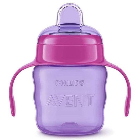 AVENT Philips Silicone Classic Spout Cup with Handle – 200ml | Pink/Purple | Easy Grip, Spill-Proof & Perfect for Toddlers (SCF551/03)