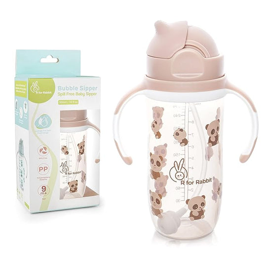 R for Rabbit Bubble Straw Sipper – Leak-Proof Baby Sipper Cup with Straw – Yellow