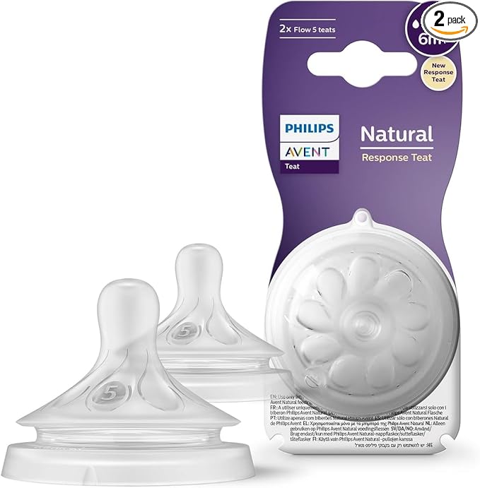 Philips Avent Natural Teat 6+ Months – SCY965/02 – Fast Flow, Pack of 2, BPA-Free