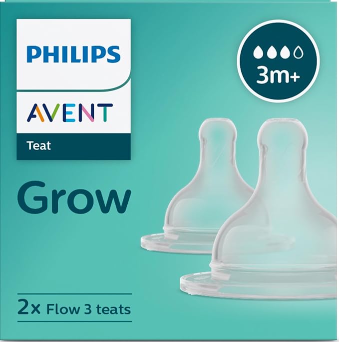 Philips Avent Essential Grow Teat 3M+ – SCY097/01 | Medium Flow Silicone Nipple | Anti-Colic & BPA-Free