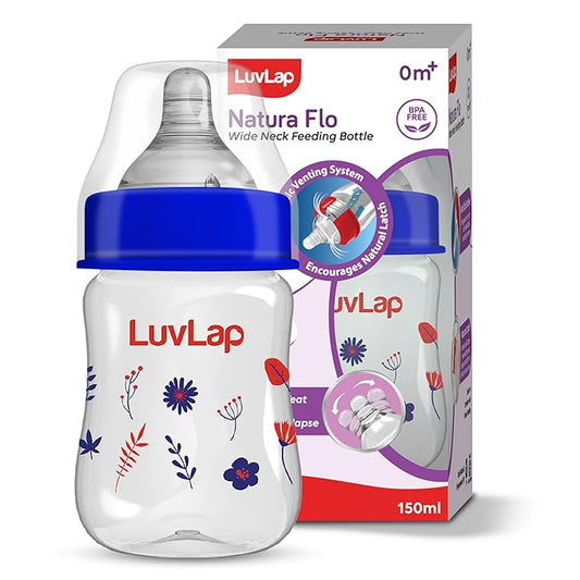 LuvLap Anti-Colic Wide Neck Natura Flo Feeding Bottle – 150ml, Floral, BPA-Free, for Newborns & Toddlers up to 3 Years