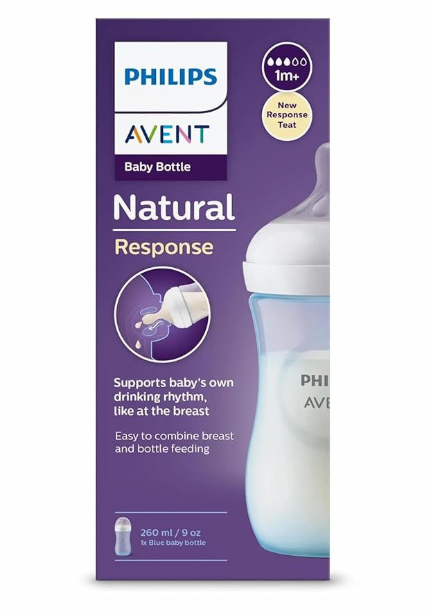 Philips Avent Natural Feeding Bottle 1+ 260ml – SCY903/21 – Blue, BPA-Free, Anti-Colic Design