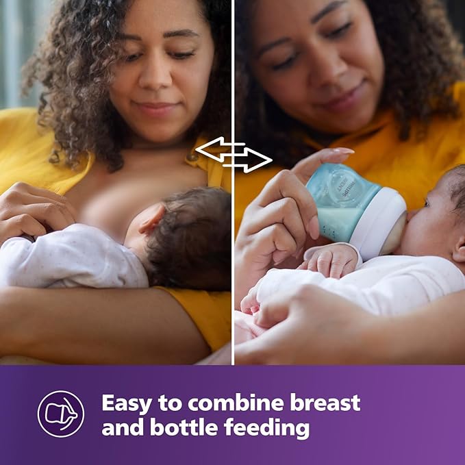 Philips Avent Natural Feeding Bottle 1+ 260ml – SCY903/21 – Blue, BPA-Free, Anti-Colic Design