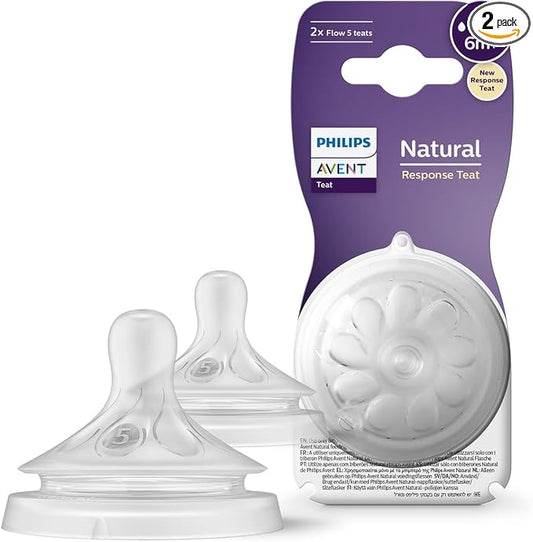 Philips Avent Natural Teat 6+ Months – SCY965/02 – Fast Flow, Pack of 2, BPA-Free