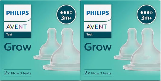 Philips Avent Essential Grow Teat 3M+ – SCY097/01 | Medium Flow Silicone Nipple | Anti-Colic & BPA-Free