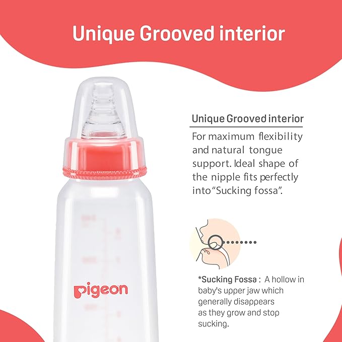 Pigeon Peristaltic Nursing Bottle KPP Nipple M, Red, 240ml, BPA & BPS Free, 4+ Months