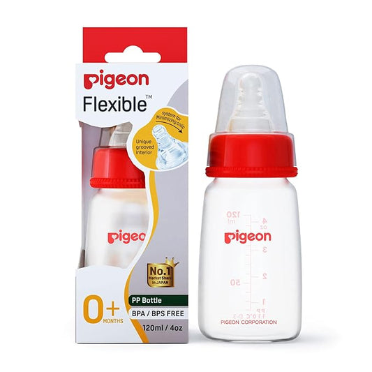 Pigeon Peristaltic Nursing Bottle KPP Nipple M, White, 120ml, BPA & BPS Free, 4+ Months