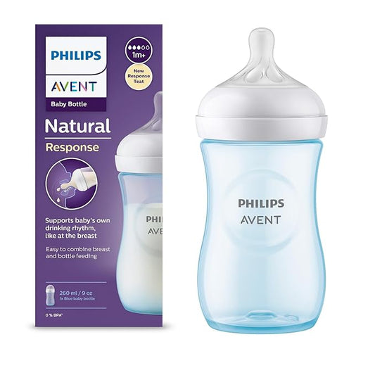 Philips Avent Natural Feeding Bottle 1+ 260ml – SCY903/21 – Blue, BPA-Free, Anti-Colic Design