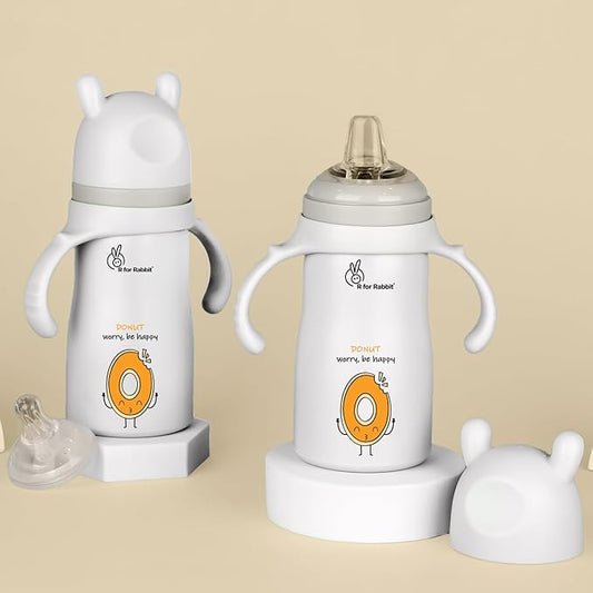 R for Rabbit Steebo Fusion Spout Cup – Stainless Steel Baby Sipper with Handles – Beige
