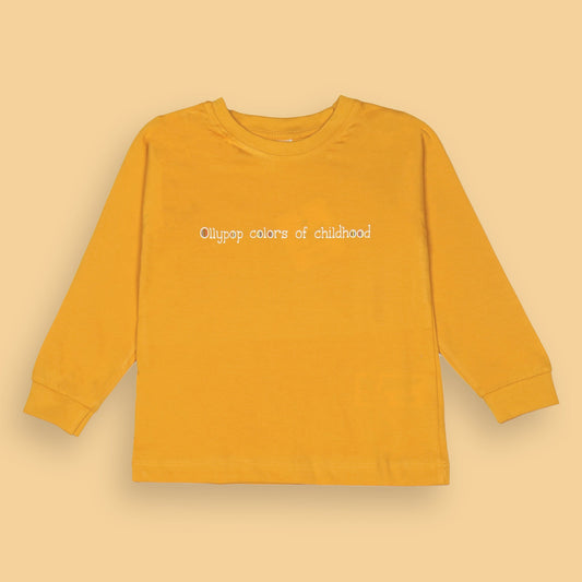 Ollypop Essentials T-Shirt – Breezy Breathable Sinker, Full Sleeves, Placement Print for Happy Kids (Yellow)