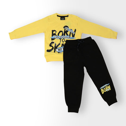 OlioKids Boys' 2-Piece Cotton Blend Set – Printed Sweatshirt & Knee-Length Joggers