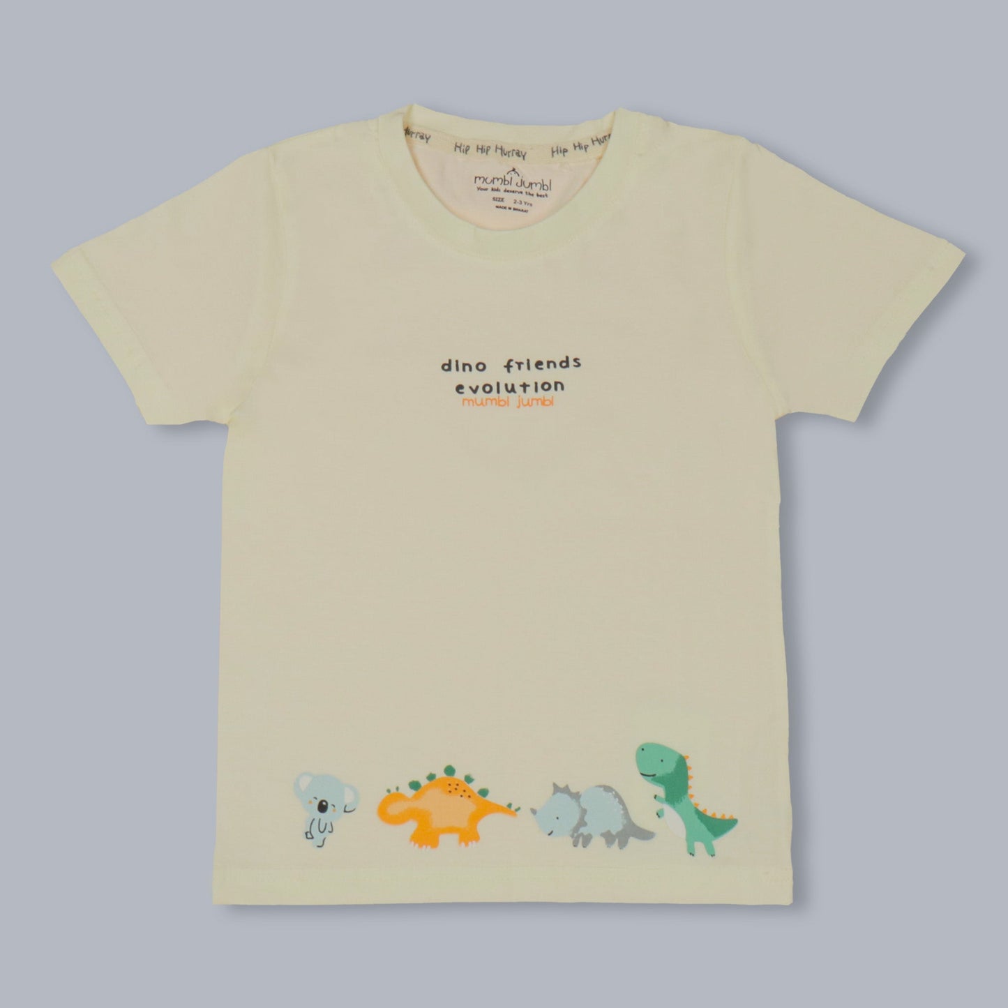 Mumbl Jumbl Girls’ Soft Cotton T-shirt & Shorts Set With Dinosaur Print - Yellow