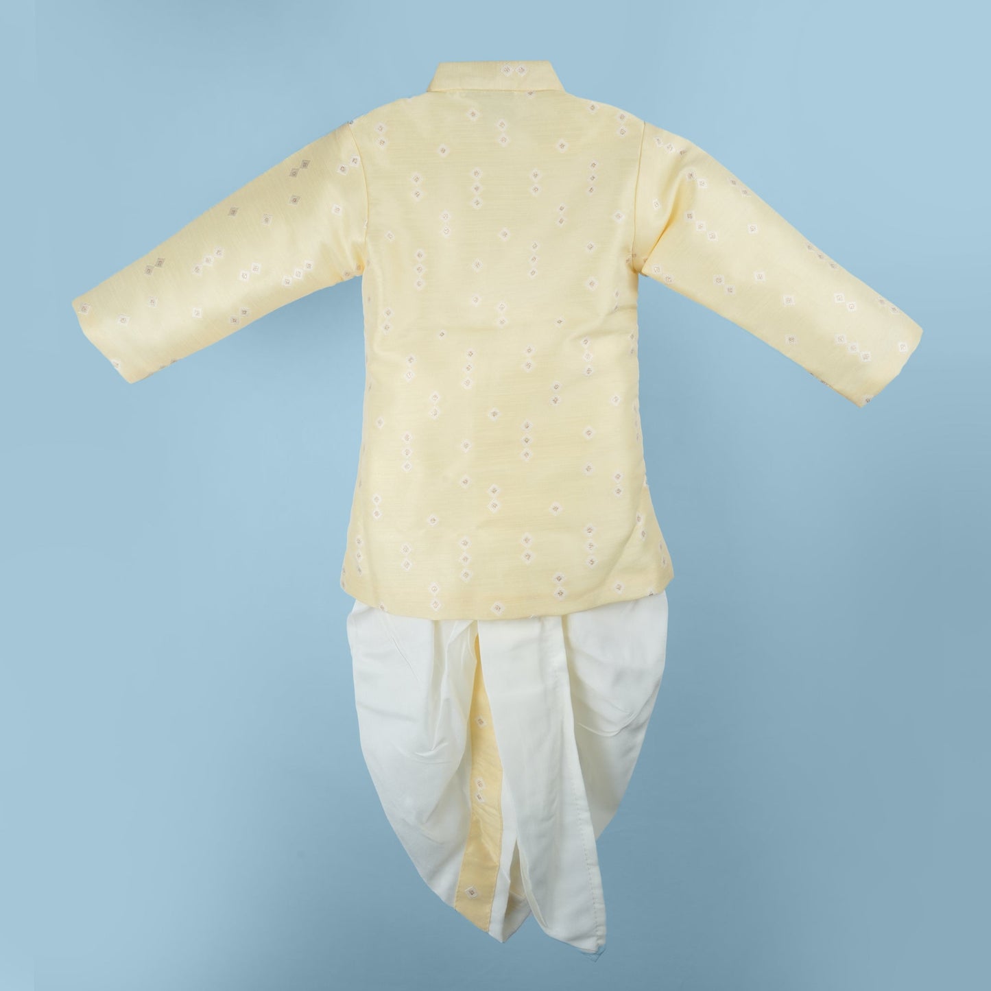 Archies Boys’ Cotton Dhoti Kurta Set – Yellow Embroidery Design