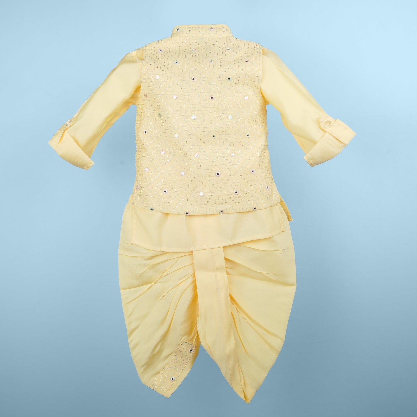 Aagam Cotton Blend Kurta & Dhoti Set – Yellow