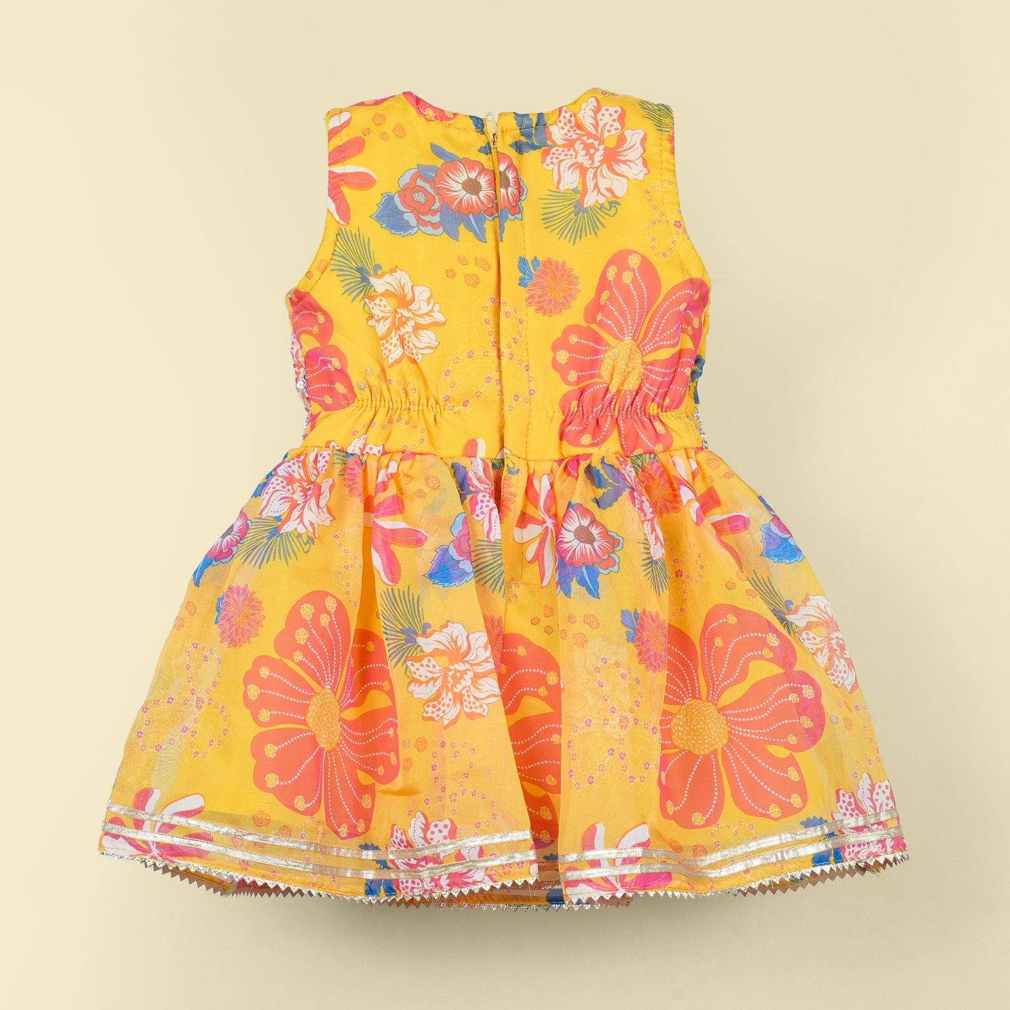 Festival Sunshine: Sparkle Yellow V-Neck Kurti & Churidar Set for Little Fashion Stars