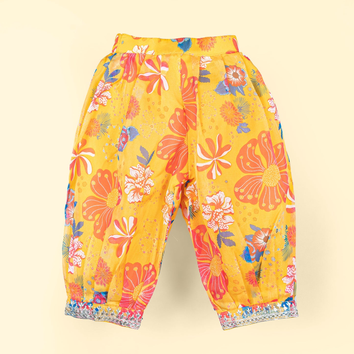 Festival Sunshine: Sparkle Yellow V-Neck Kurti & Churidar Set for Little Fashion Stars