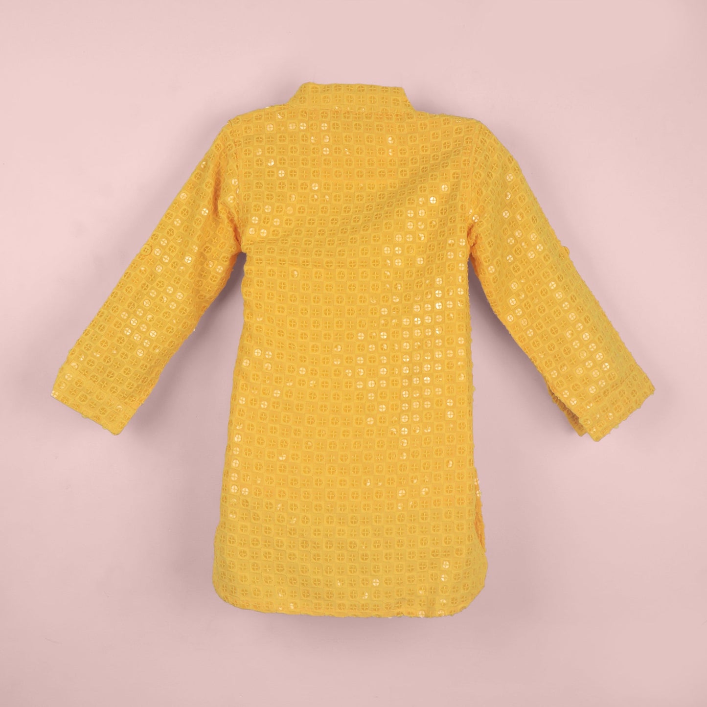 Bright & Festive – Boys’ Yellow Kurta Pyjama with Sequins Work