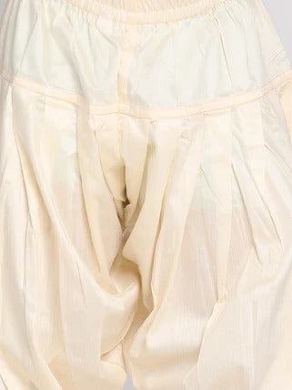 Playful Prints: VASTRAMAY Yellow Muslin Kurta with Elasticated Dhoti Pants for Festival Fun