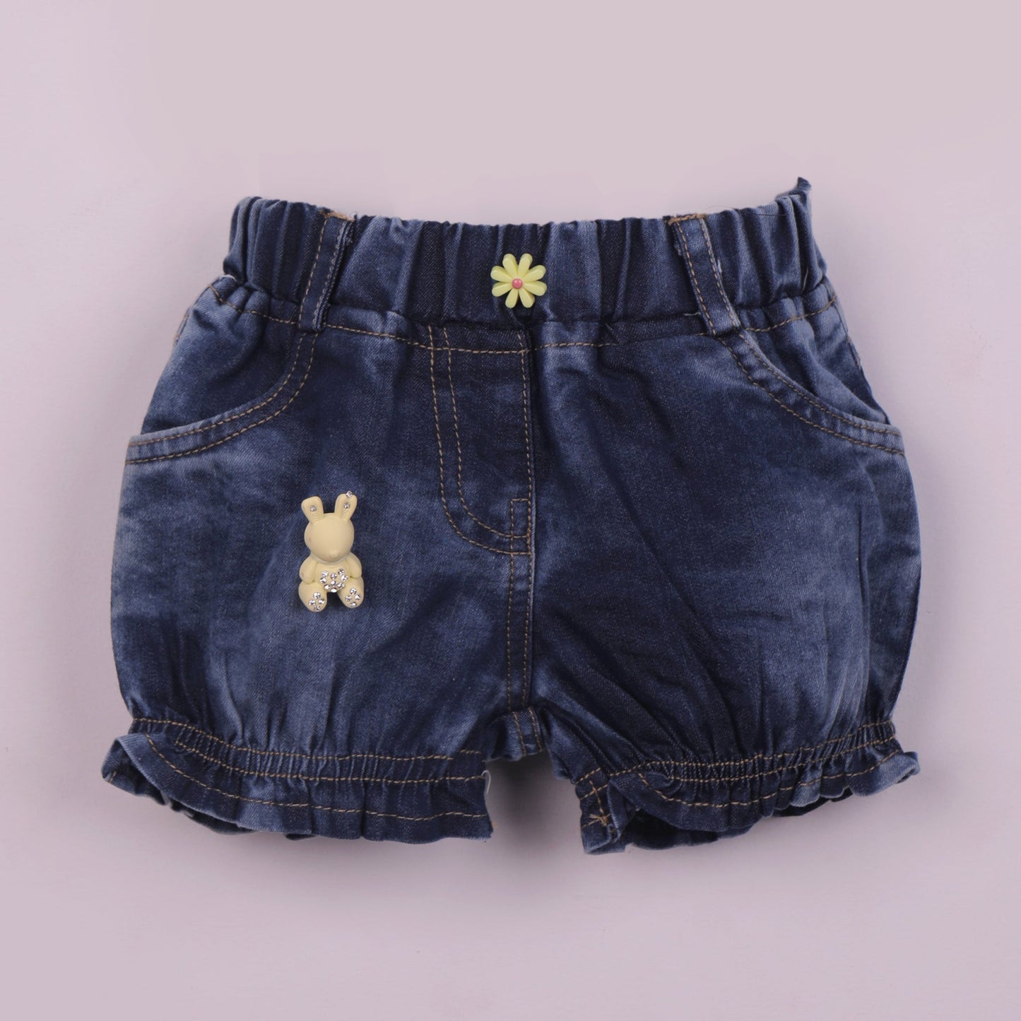 Cute & Comfy Yellow Cotton Top with Elasticated Denim Shorts – Baby’s Day