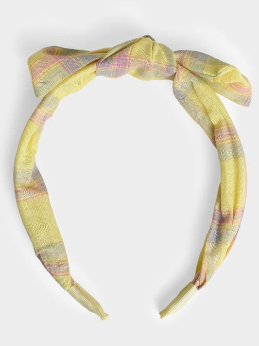 Sunny Glow Yellow Headband – Soft Cotton Tie with Cute Bow