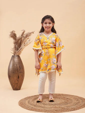 Sunshine Spark – Girls’ Yellow Kurta Pyjama by Vastramay