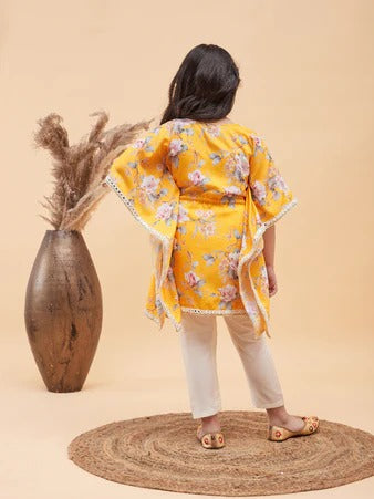 Sunshine Spark – Girls’ Yellow Kurta Pyjama by Vastramay