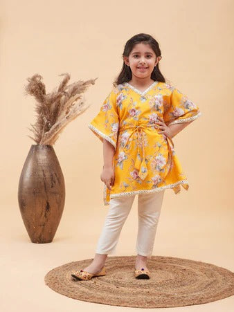 Sunshine Spark – Girls’ Yellow Kurta Pyjama by Vastramay