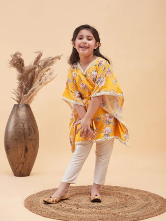 Sunshine Spark – Girls’ Yellow Kurta Pyjama by Vastramay