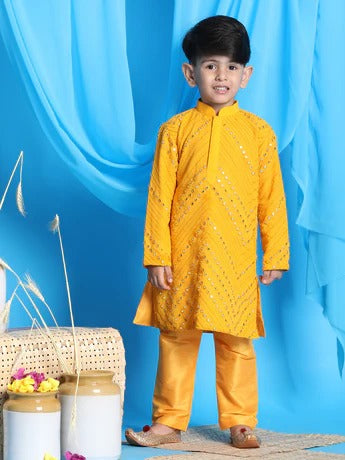 Celebration Spark – Boys’ Yellow Kurta Pyjama by Vastramay