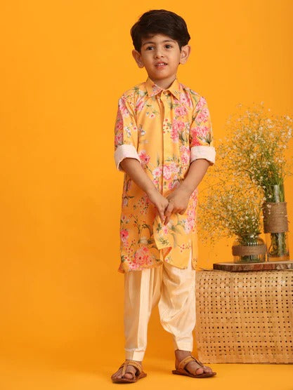 Sunny Royal – Boys’ Yellow Kurta Patiala by Vastramay