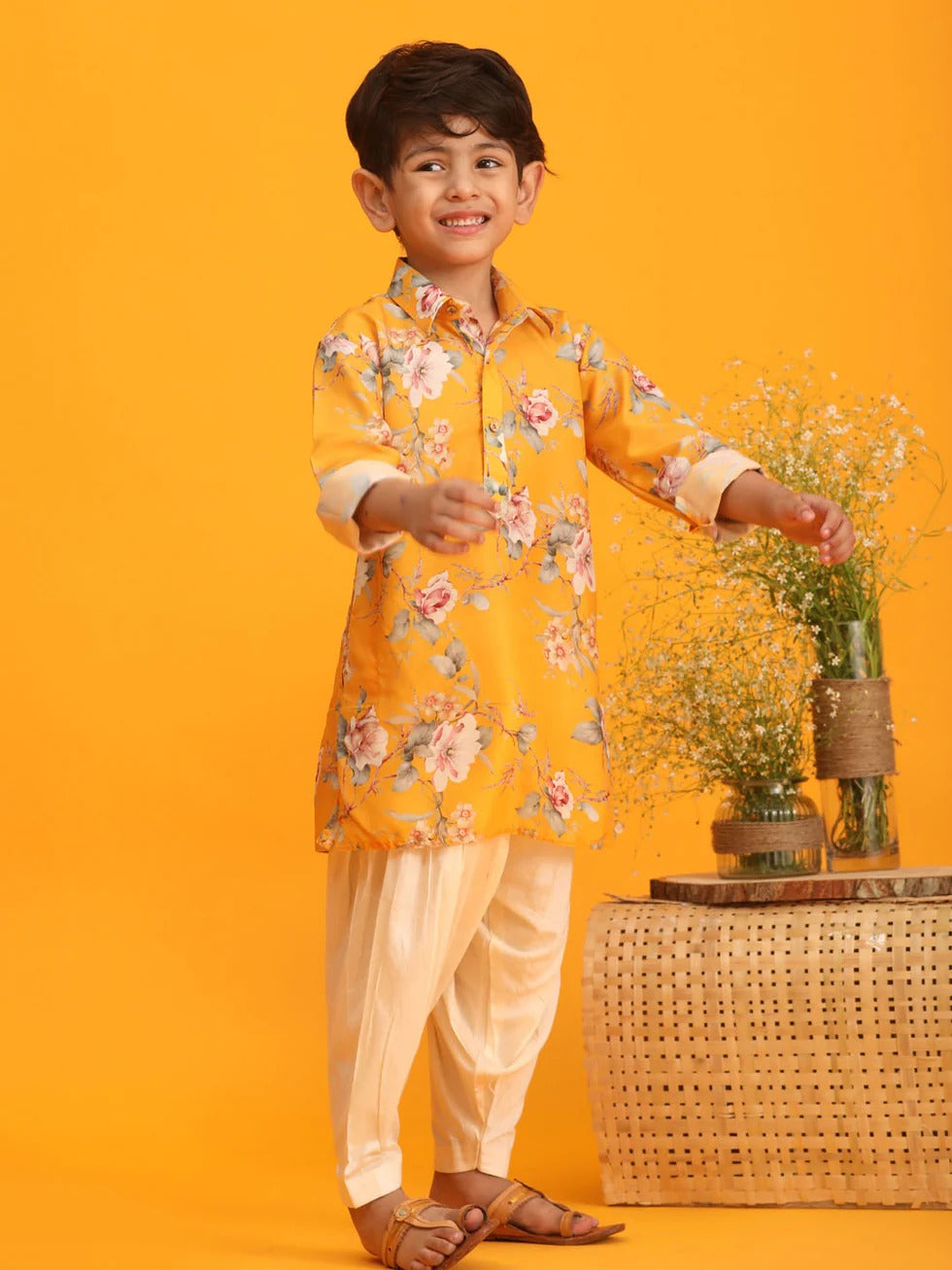 Sunny Royal – Boys’ Yellow Kurta Patiala by Vastramay