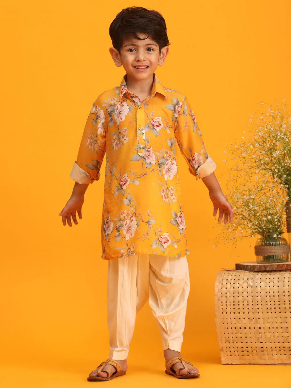 Sunny Royal – Boys’ Yellow Kurta Patiala by Vastramay