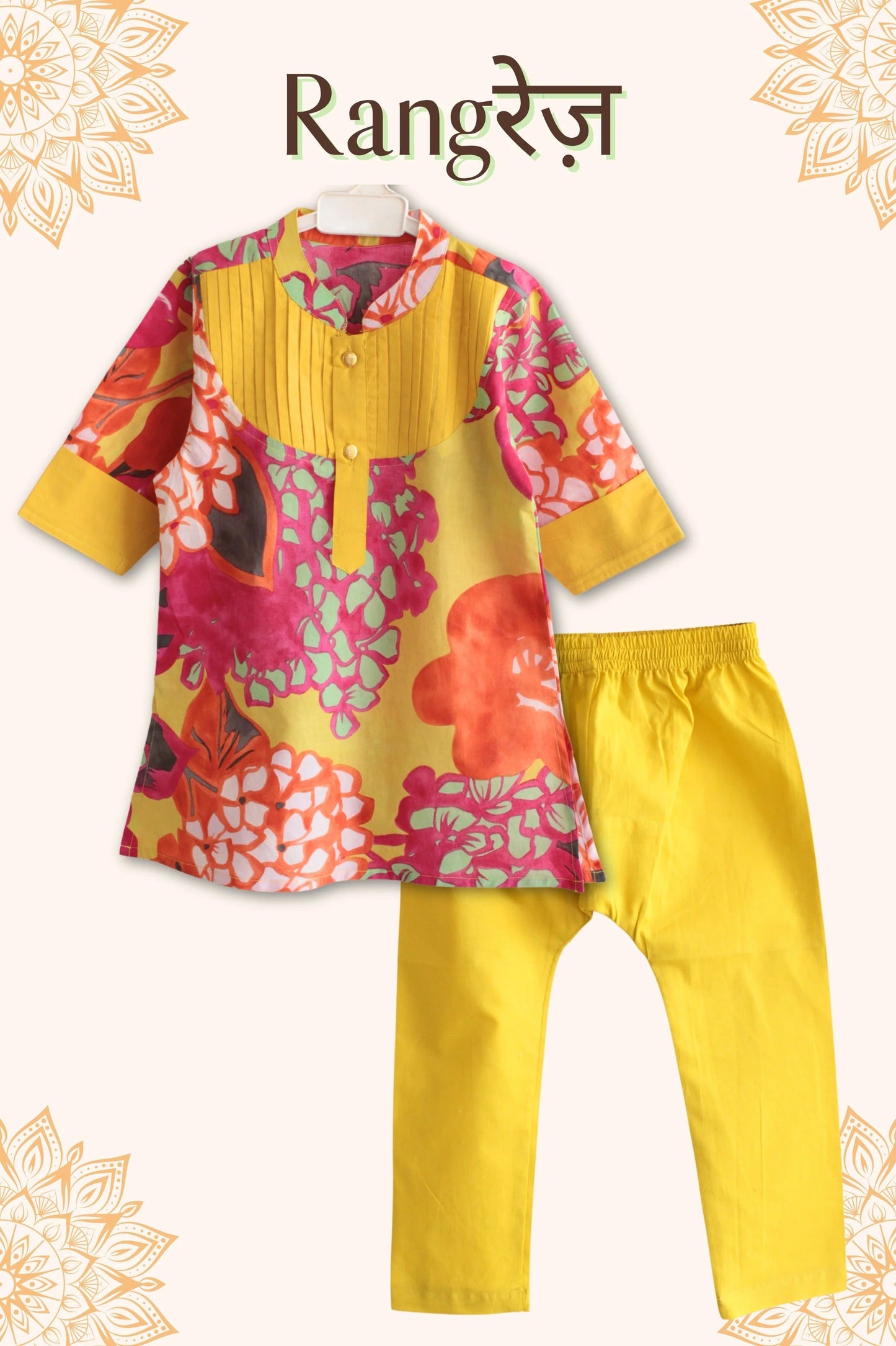 Festival Fun Yellow Cotton Dhoti Kurta Set for Boys – Elastic Waist Pants