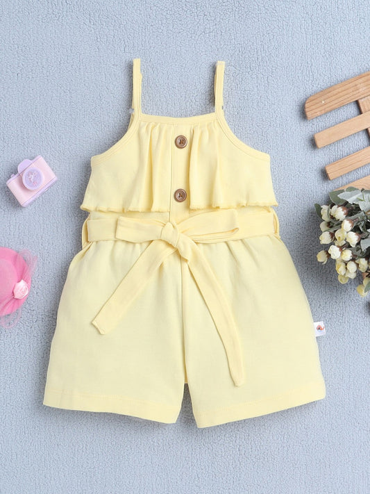 Bumzee girls’ singlet frock: comfy cotton, solid yellow, and playful shoulder straps!