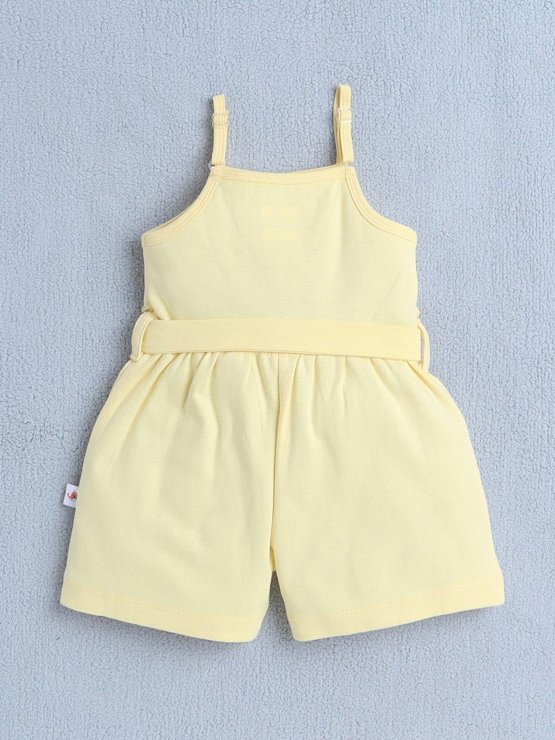 Bumzee girls’ singlet frock: comfy cotton, solid yellow, and playful shoulder straps!