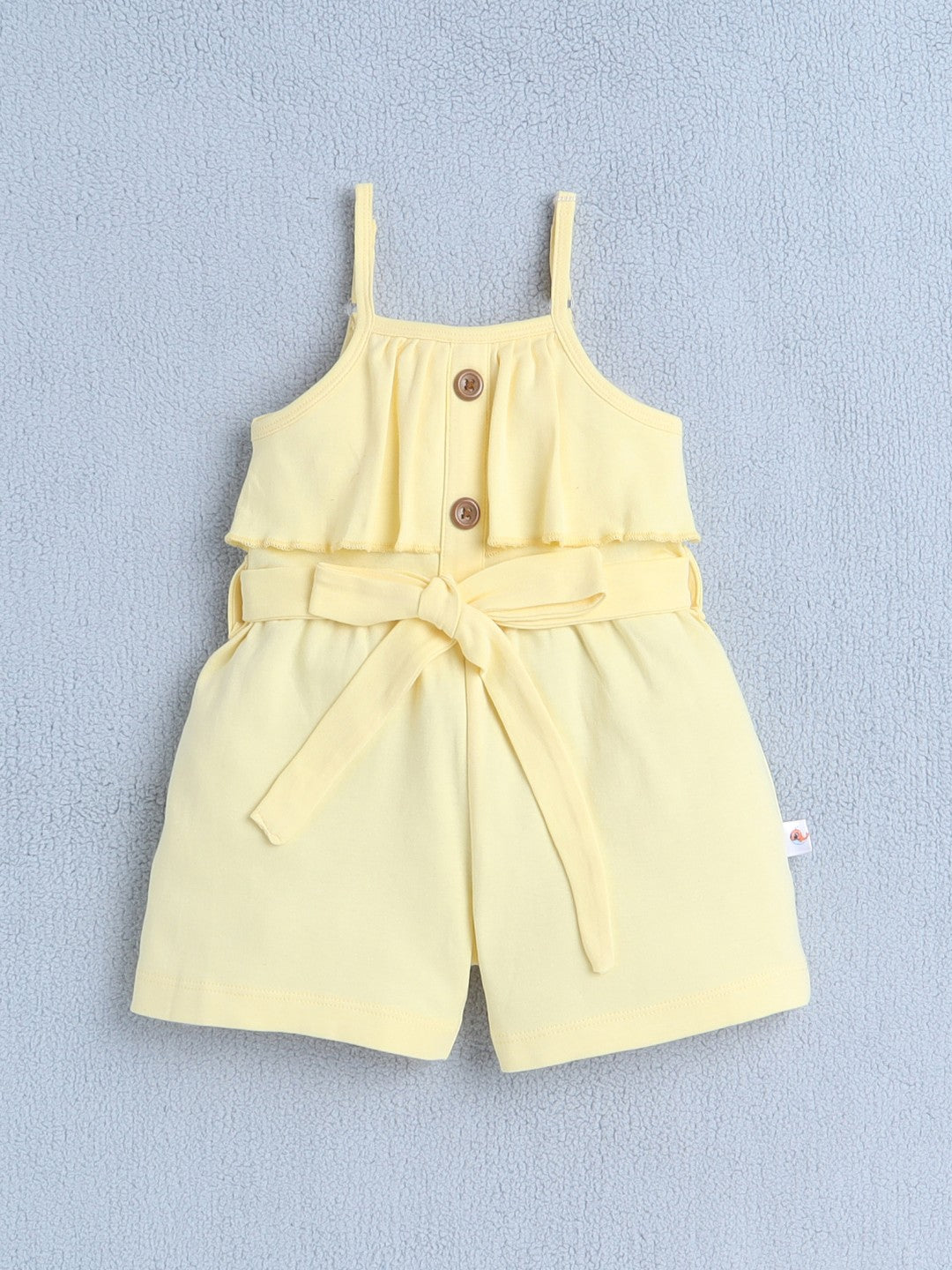 Bumzee girls’ singlet frock: comfy cotton, solid yellow, and playful shoulder straps!