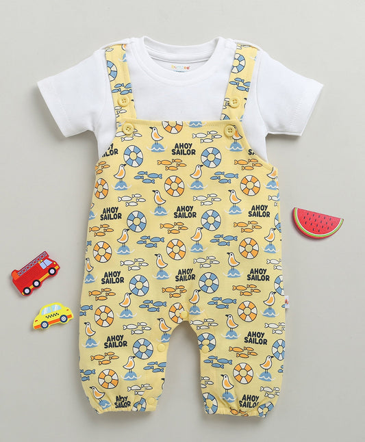 Ahoy Sailor' Yellow Dungaree Set