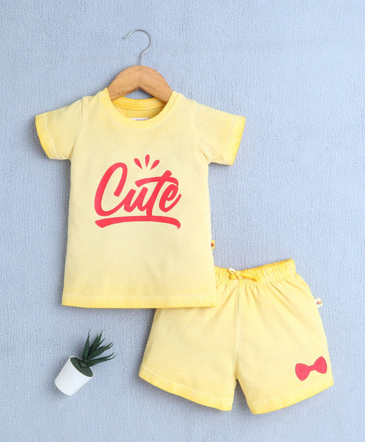 Cute' Yellow T-Shirt & Shorts Set