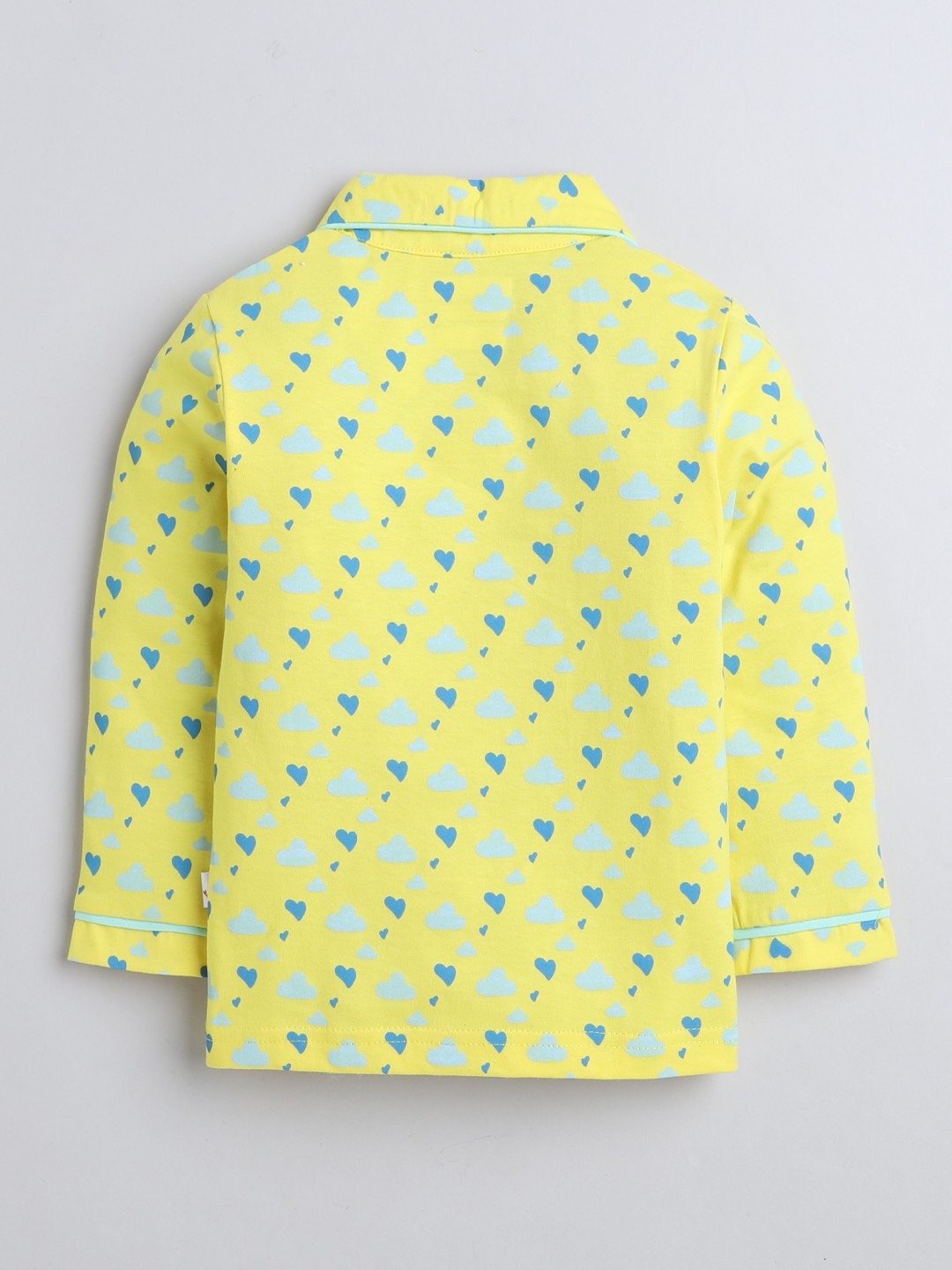 Slip into style and comfort with Bumzee’s yellow all-over print shirt & pyjama combo!