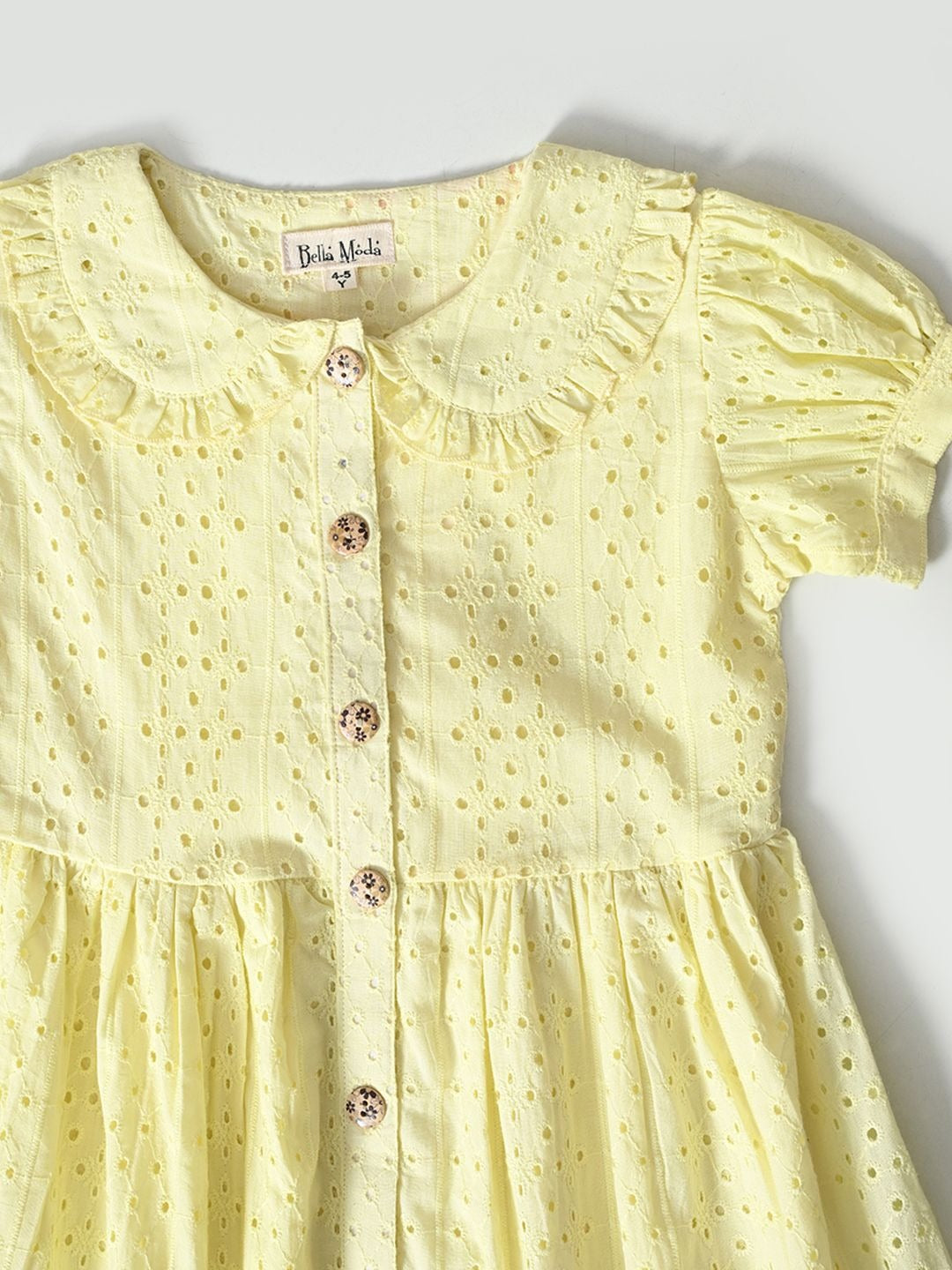 Bella Moda's Chic Choice: Front-Button Yellow Party Frock