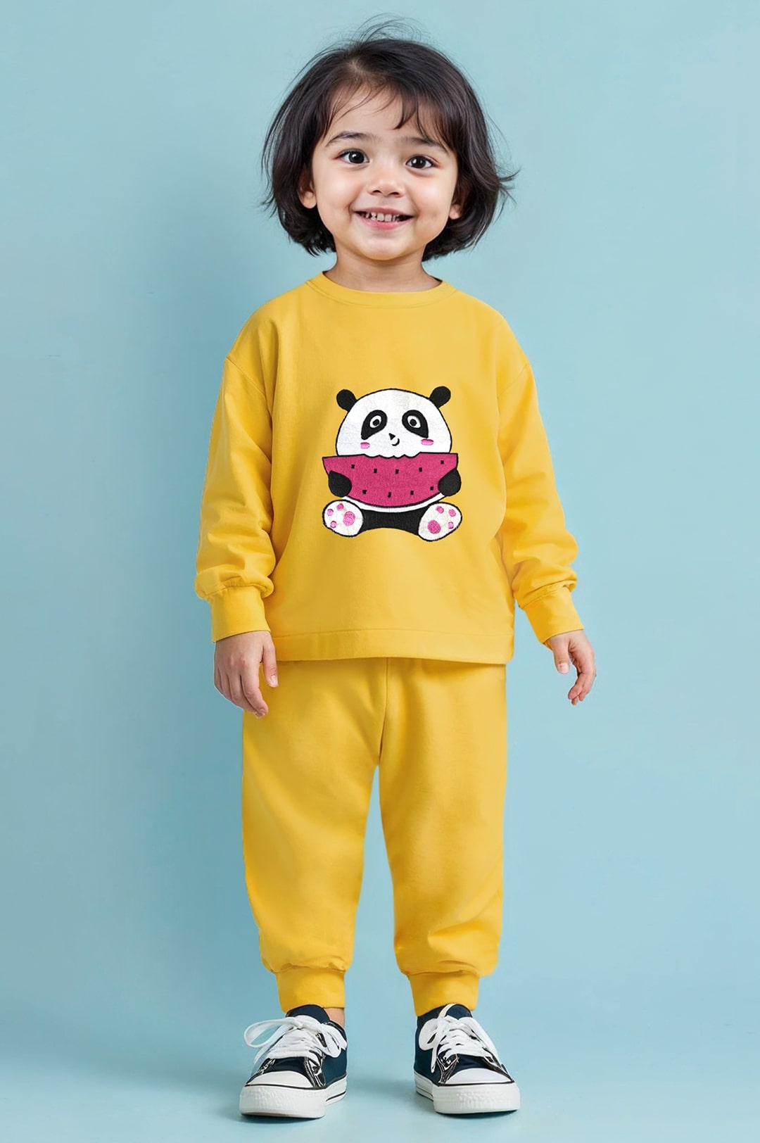 Trampoline Boy's Yellow Full-Sleeve T-Shirt & Pant Set (Applique)